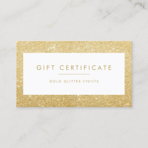 Cartão de Certificado de Glitter Dourado Elegante