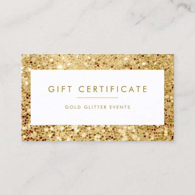 Cartão de Certificado de Glitter Dourado Grande Ch (Frente)