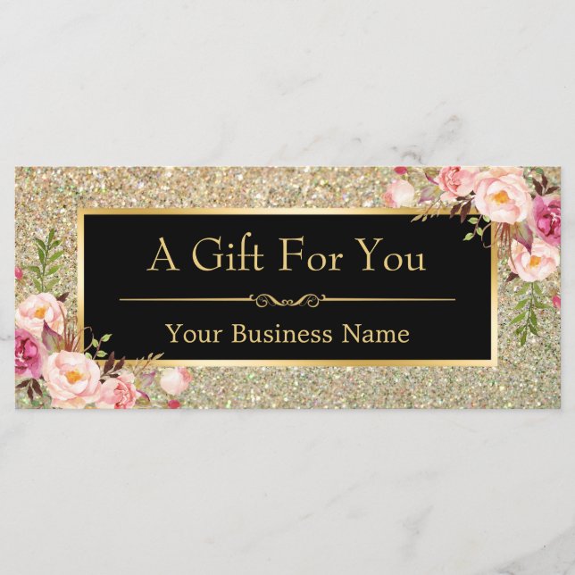 Cartão de Certificado de Presente Brilho Dourado (Frente)