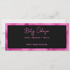 Cartão de Certificado de Presente de Folha Rosa Qu