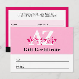 Cartão de Certificado de Presente de Moda Magenta 