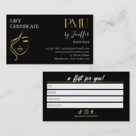 Cartão de Certificado de Presente de PMU Preto e D
