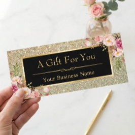 Cartão de Certificado de Presente Floral de Glitte