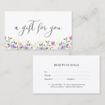 Cartão de Certificado de Presente Floral para Pequ