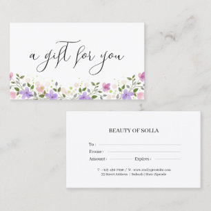 Cartão de Certificado de Presente Floral para Pequ