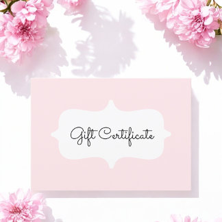 Cartão de Certificado de Presente Simples Rosa