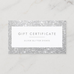 Cartão de Certificado Glitter Elegante Silver Gli