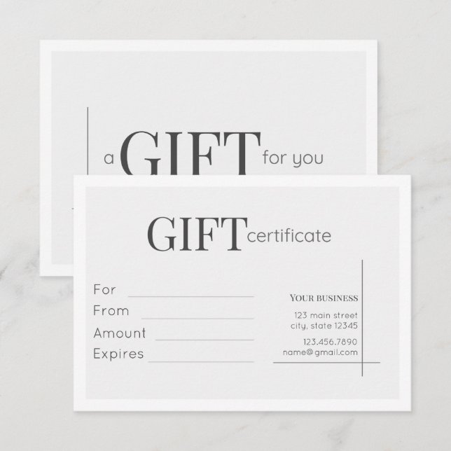 Cartão de Certificado Mínimo de Oferta de Negócios (Frente/Verso)