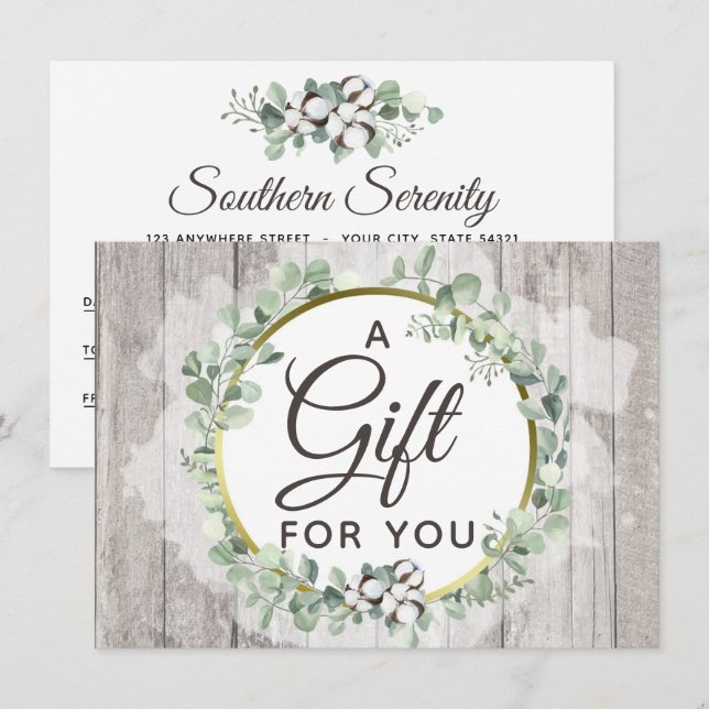 Cartão de Certificado Rustic Southern Watercolor (Frente/Verso)