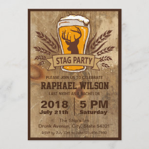 Cartão de Cerveja Rústica e Festa de Despedida de 