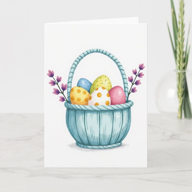 Cartão de Cesta de Primavera Pastel (Frente)