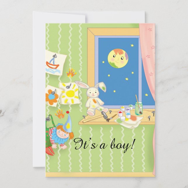 Cartão de chá de bebê de desenho animado (Frente)