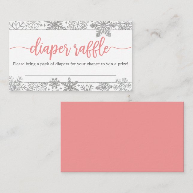 Cartão de Chá de Bebê Sorteio de Fraldas Floco de  (Frente/Verso)