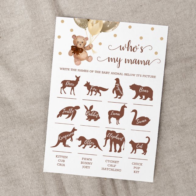 Cartão de Chá de Bebê Urso de Pelúcia Quem é minha (Criador carregado)