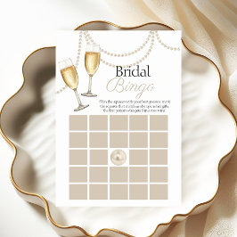 Cartão de chá de Bridal Bingo Pearls Prosecco