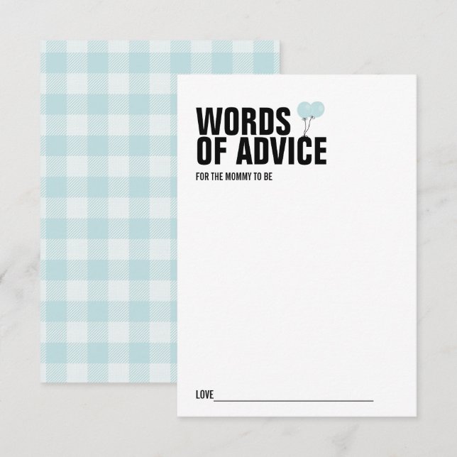 Cartão de Chá de fraldas Azul Balão-Mamãe (Frente/Verso)