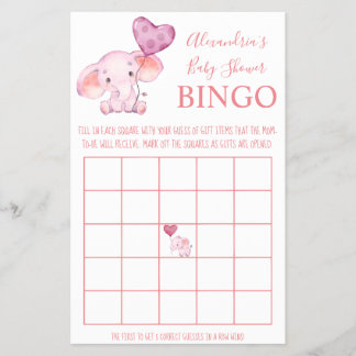 Cartão de Chá de fraldas Bingo Baby Elephant