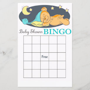Cartão de chá de fraldas Bingo de urso Cute