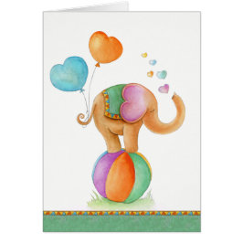 cartão de chá de fraldas de elefante agudo