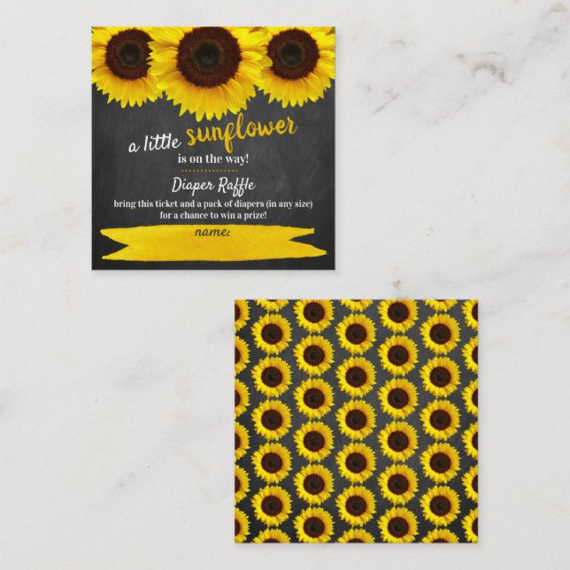 Cartão de Chá de fraldas de girassol (Frente/Verso)