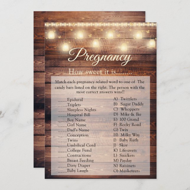 Cartão de Chá de fraldas de Gravidez do Wood Baby  (Frente/Verso)