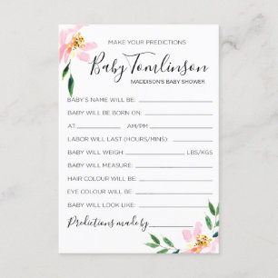 Cartão de Chá de fraldas de Previsões de Bebê Flor