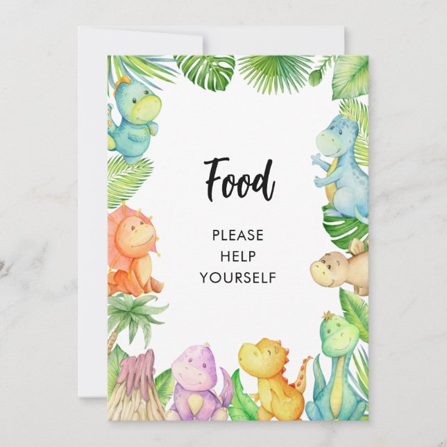 Cartão de Chá de fraldas Dinossauro (Frente)