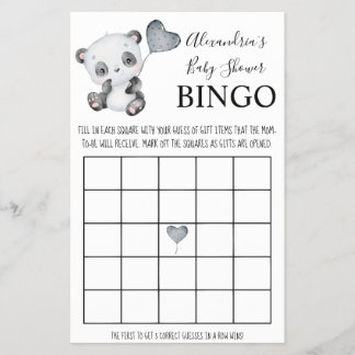 Cartão de Chá de fraldas do Baby Panda Bingo