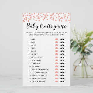 Cartão de Chá de fraldas do jogo Traços do bebê