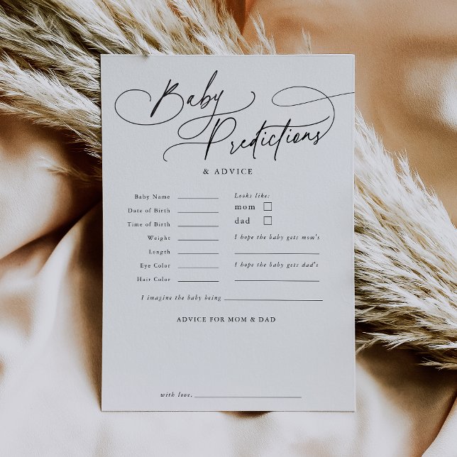 Cartão de Chá de fraldas para Previsões do Bebê DA (DARCY Boho Baby Predictions Baby Shower Game Card)