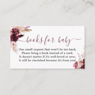 Cartão de chá de fraldas para raparigas Burgundy B