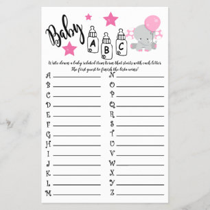 Cartão de Chá de fraldas Pink Balloon Elephant B