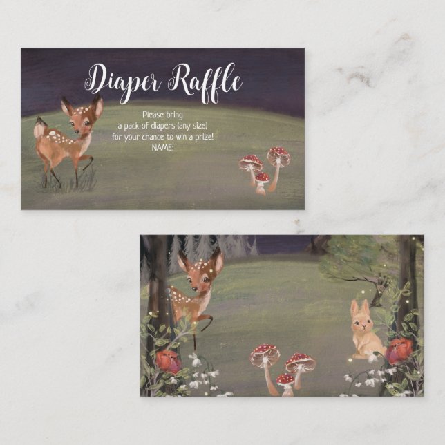 Cartão de Chá de fraldas Raffle para Fralda de Woo (Frente/Verso)