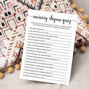 Cartão de Chá de fraldas Rhyme Rhyme Quiz