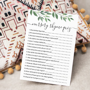 Cartão de Chá de fraldas Rhyme Rhyme Quiz