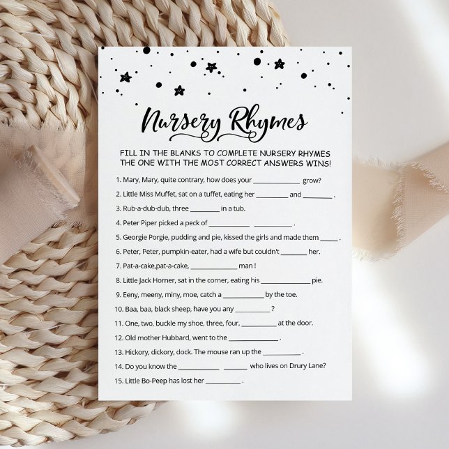 Cartão de Chá de fraldas Rhyme Rhyme Quiz (Criador carregado)