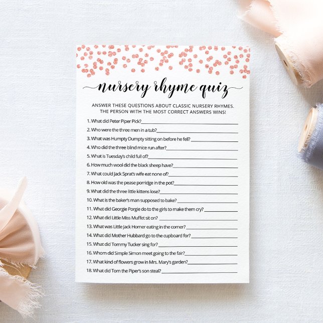 Cartão de Chá de fraldas Rhyme Rhyme Quiz (Criador carregado)