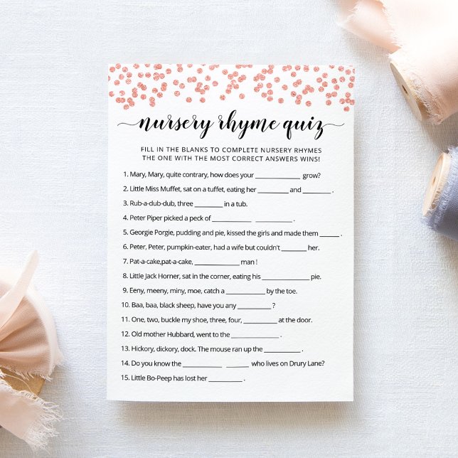 Cartão de Chá de fraldas Rhyme Rhyme Quiz (Criador carregado)