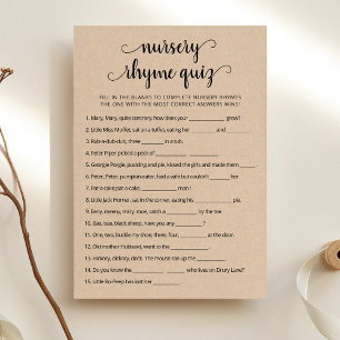 Cartão de Chá de fraldas Rhyme Rhyme Quiz
