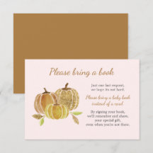 Cartão de Chá de fraldas Rosa-Rosa-Abóbora-Aquarel