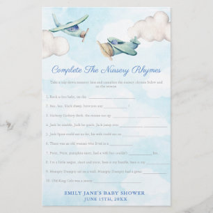 Cartão de Chá de fraldas Toy Airplane Rhymes