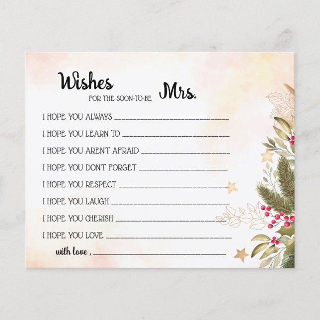 Cartão de Chá de Noiva para Futuramente Sra. Natal (Frente)