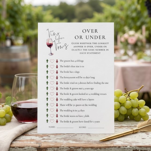 Cartão de Chá de Noiva Vino Before Vows Over Under (Criador carregado)