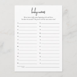 Cartão de Chá de Nomes de Bebê de Texto Simples