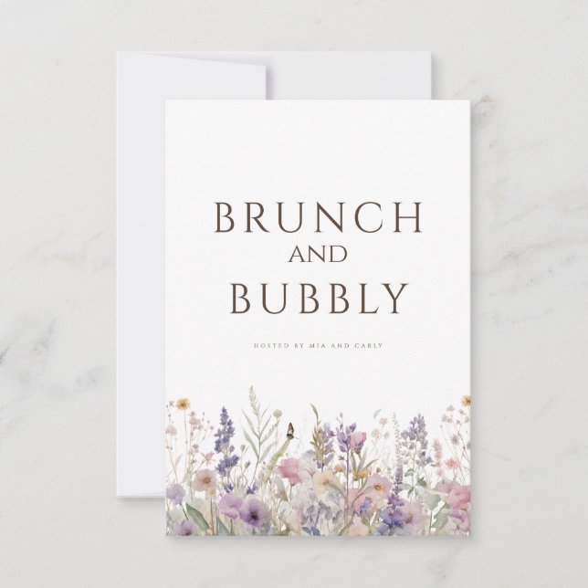 Cartão de Chá de panela Branco Simples Boho Wildfl (Frente)