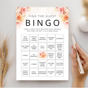 Cartão de Chá de panela Elegante Bingo Peach Green