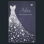 Cartão de chá de panela elegante de casamento<br><div class="desc">Diamantes brancos e brilhantes vestido de noiva em um fazer azul escuro de fundo de quadro marinho azul,  um simples cartão elegante de chá de panela.</div>