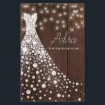 Cartão de chá de panela elegante de casamento<br><div class="desc">Diamantes brancos brilhantes vestido de noiva em um celeiro escuro e escuro com cordas de luzes brilhantes fazer de fundo um simples cartão elegante de chá de panela.</div>