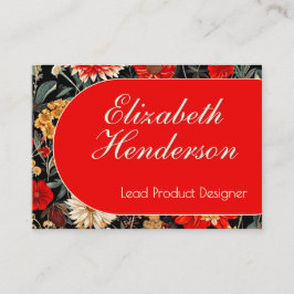 Cartão de Chamada Floral Dark Vermelha e Creme