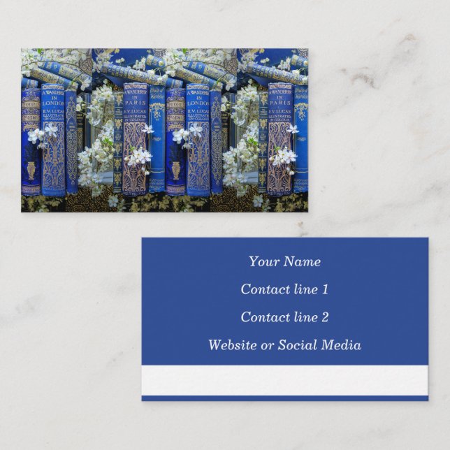 Cartão de Chamada Linda de Espinhos de Livro (Azul (Frente/Verso)